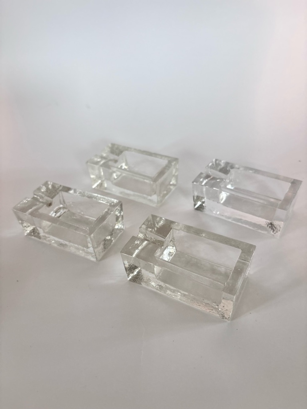 Vintage Glass Ashtray Set for Home Decor Minimalist Clear Mid Century